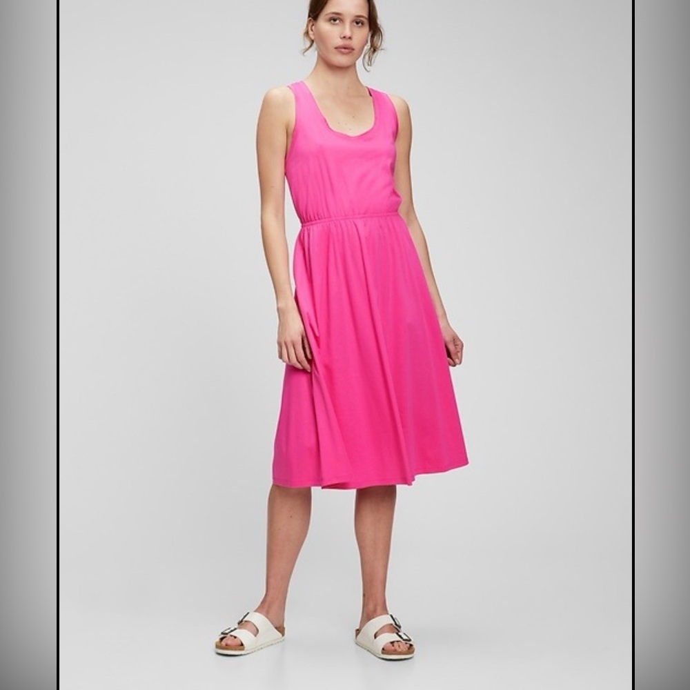 CLEARANCE NEW GAP Pink Racerback Cutout Midi Dress Size Medium
